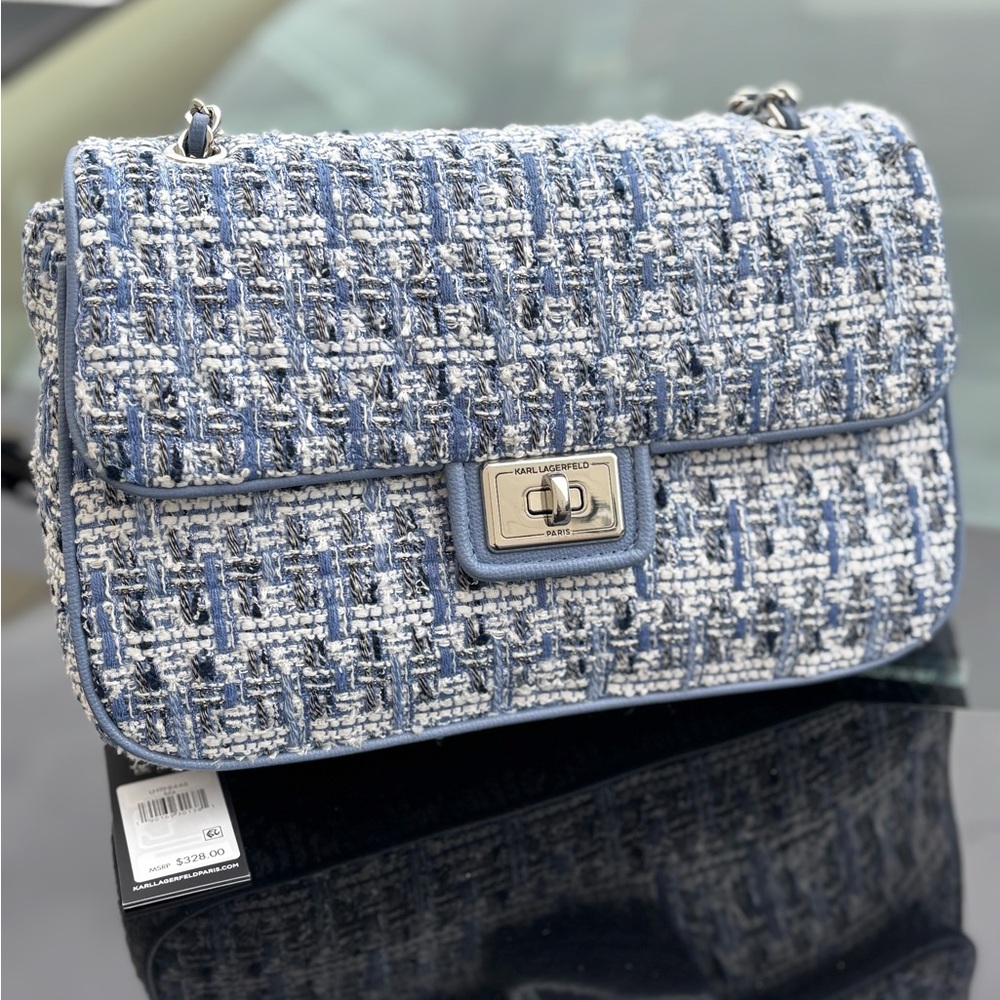 Karl Lagerfeld Chic Blue Tweed Women’s Bag GIFT READY🌺 - Picture 2 of 6